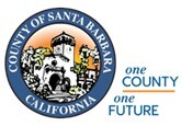 Circle logo County of Santa Barbara California with illustrated building in circle
