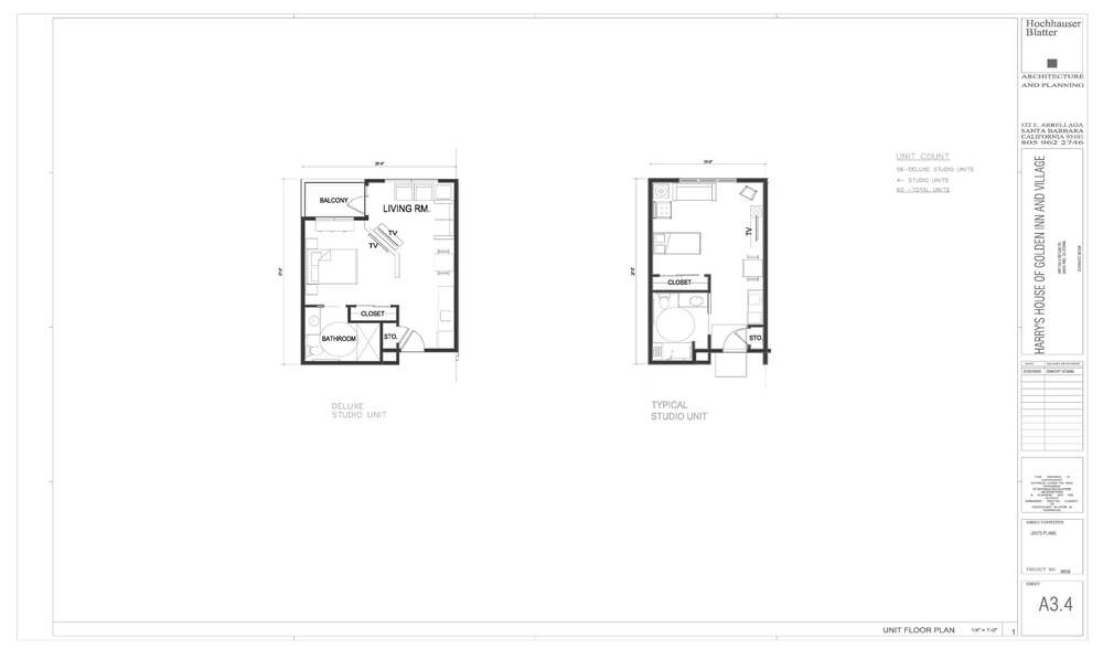Harry's House of Golden INN and Village Architectural Unit Floor Plan 