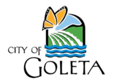 City of Goleta Logo with butterfly, sky, crops and water