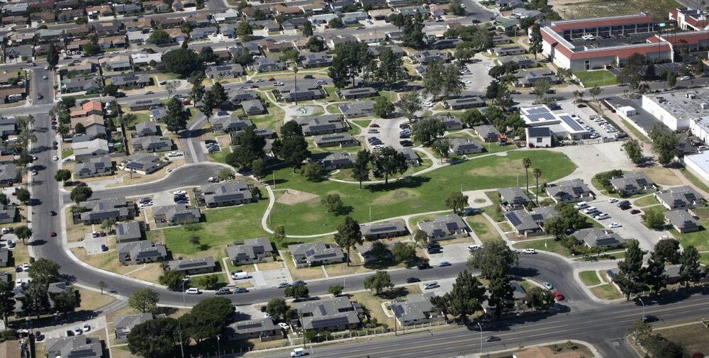 Aerial View of Evans Park duplex and the surrounding area.